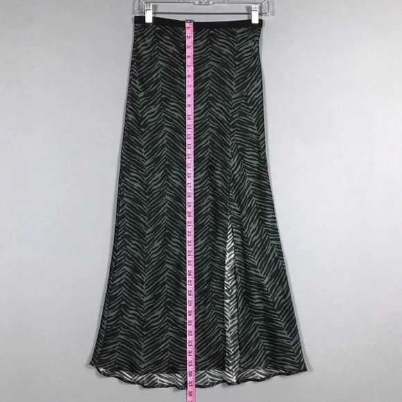 $299 ANINE BING Dolly Silk Skirt Zebra Print Size XS Midi Slit Willow Green Gray - Picture 13 of 16